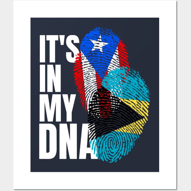 Puerto Rican And Bahamian Mix DNA Flag Heritage Gift Wall Art by Just Rep It!!